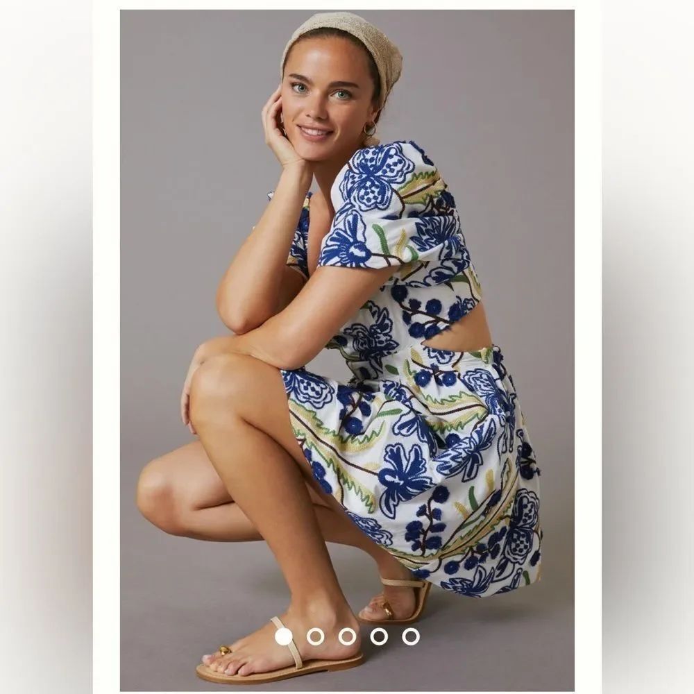 By Anthropologie size Medium Puff-Sleeve Babydoll Mini Dress